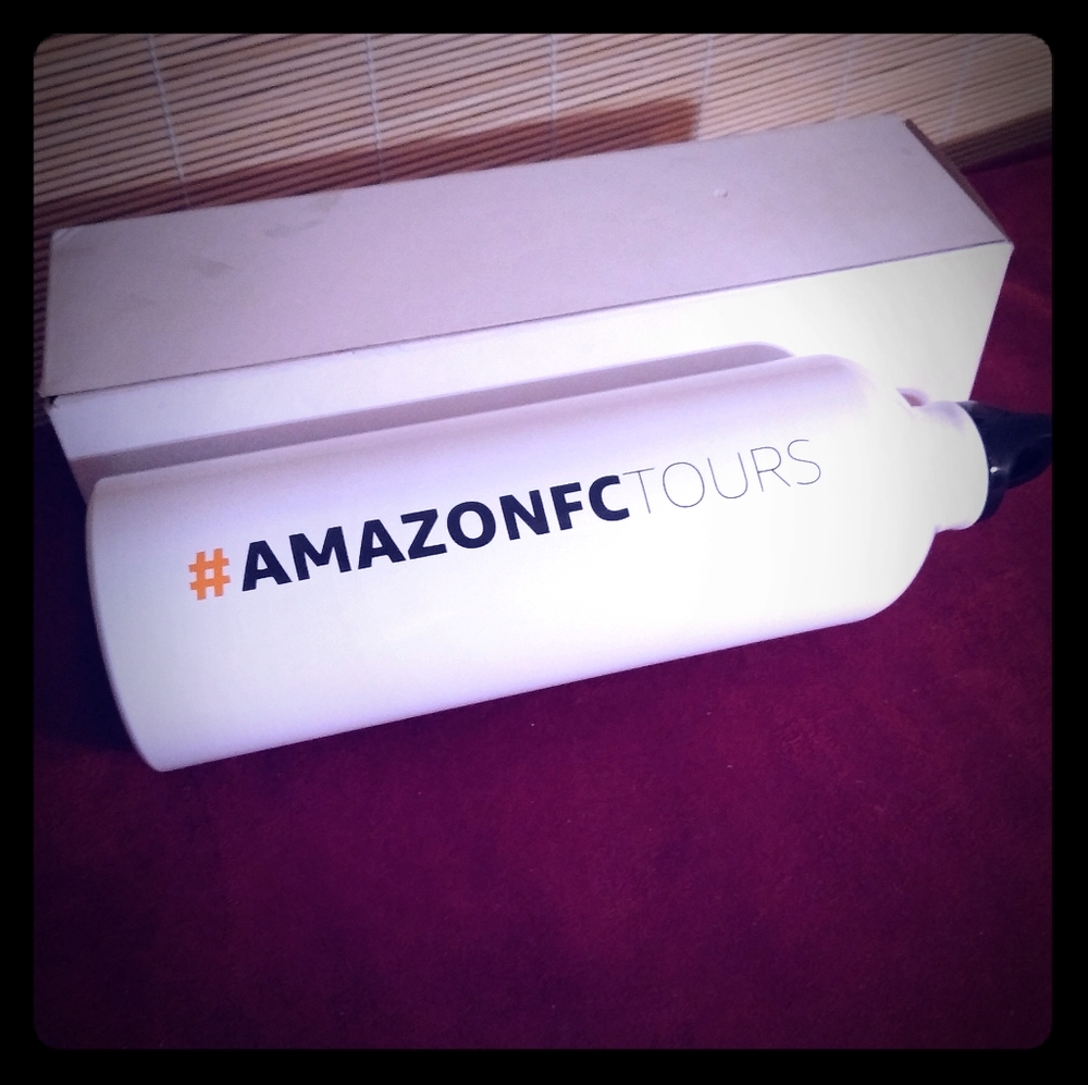 Metal water container with Harbinger, Amazon tour